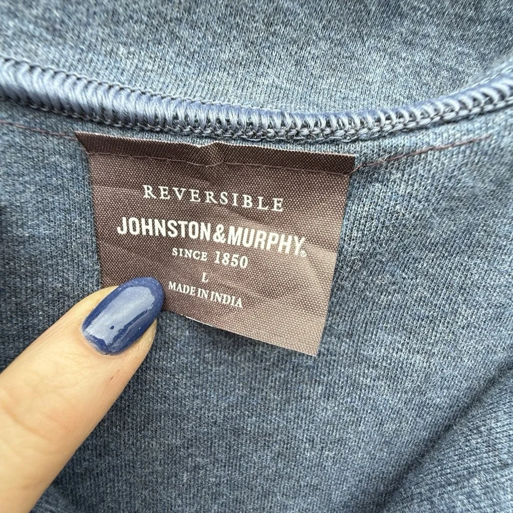 Men's Johnson And Murphy Half Zip Long Sleeve Reversible‎ Large Blue Brown
